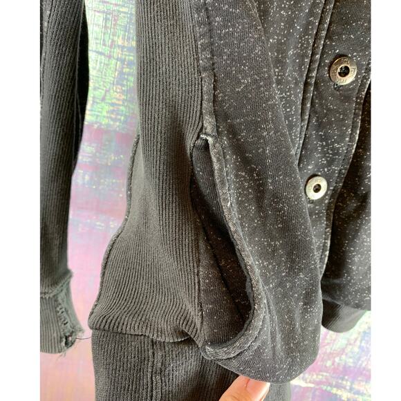 Fox Racing Button Up Hooded Sweatshirt Womens L Charcoal Grey Sport Distressed - Picture 6 of 12